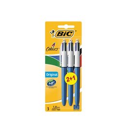 Bic Bic balpen 4 Colours medium, blister 2 + 1 gratis