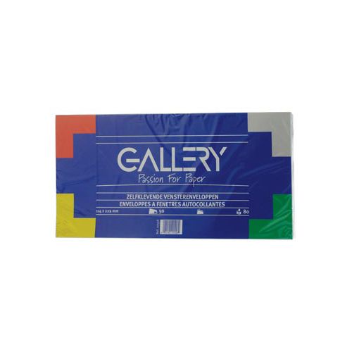Gallery Gallery enveloppen ft 114 x 229 mm, met venster rechts, stripsluiting, pak van 50 stuks