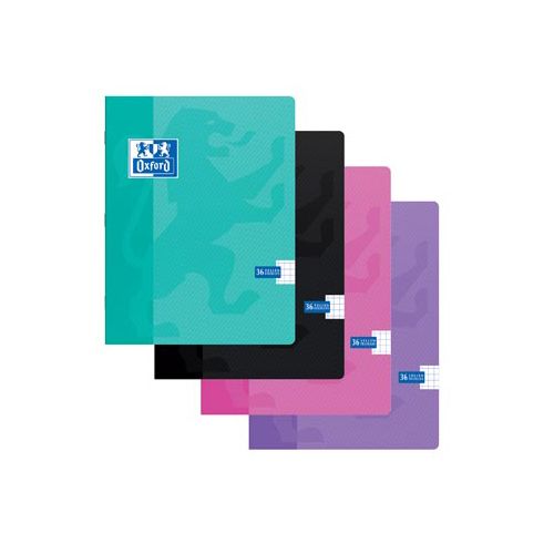 Oxford Oxford School schrift, ft A5, 72 bladzijden, geruit 5 mm, geassorteerde kleuren
