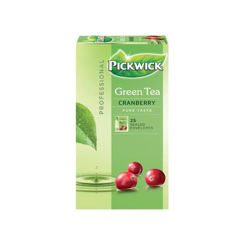 Pickwick Pickwick thee, groene thee Cranberry, pak van 25 zakjes