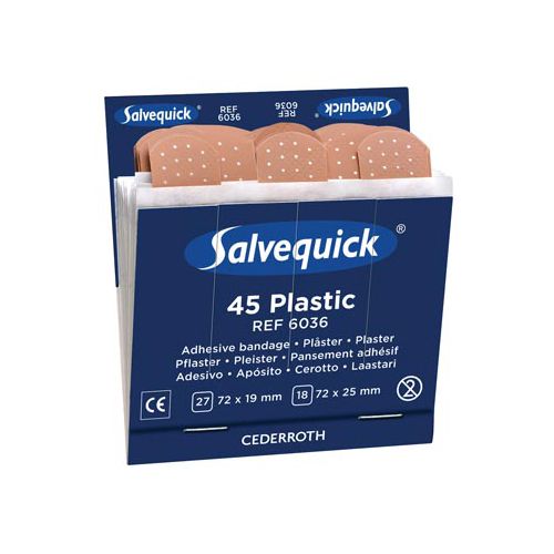 Salvequick Salvequick navulling voor pleisterautomaat, plastic pleisters, pak van 6 navullingen