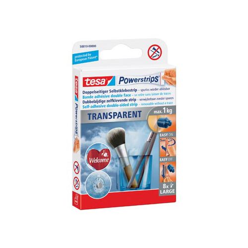 Tesa Tesa Powerstrips Transparent draagkracht 1kg transp. 8st