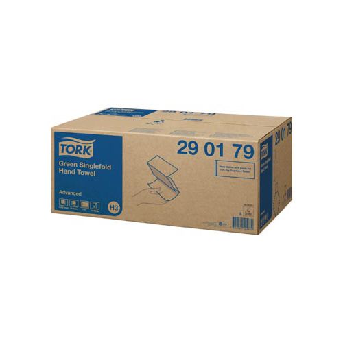 Tork Tork papieren handdoeken Advanced, 2-laags, 250 vellen, systeem H3, groen, pak van 15 stuks