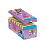 Post-it Post-it Super Sticky Z-notes, 90 vel, ft 76 x 76 mm, doos van 14 + 2 gratis, geassorteerde kleuren