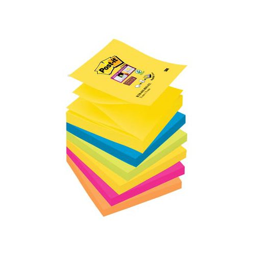 Post-It Super Sticky Post-it Super Sticky Z-notes Carnival, 90 vel, ft 76 x 76 mm, pak van 6 blokken