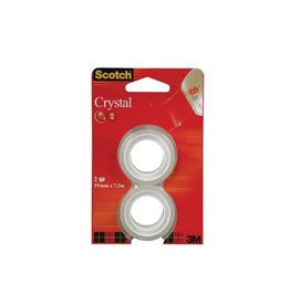 Scotch Scotch Plakband Crystal ft 19 mm x 7,5 m, blister met 2 rolletjes