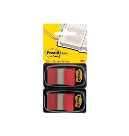 Post-It Index Post-it index standaard, ft 24,4 x 43,2 mm, houder met 2 x 50 tabs, rood