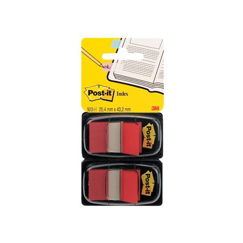 Post-it Post-it Index Standaard, 25,4x43,2mm, rood, blister 2st