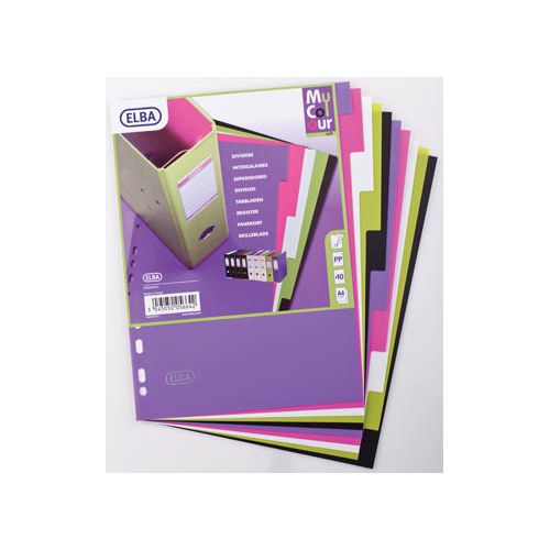 Oxford OXFORD MyColour tabbladen, formaat A4, uit gekleurde PP, 11-gaatsperforatie, 10 tabs