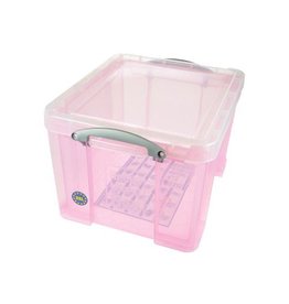 Really Useful Box Rub 35L Transparant Roze [6st]