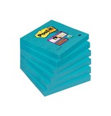 Post-It Super Sticky Post-it Super Sticky notes, 90 vel, ft 76 x 76 mm, pak van 6 blokken, blauw (paradise blue)