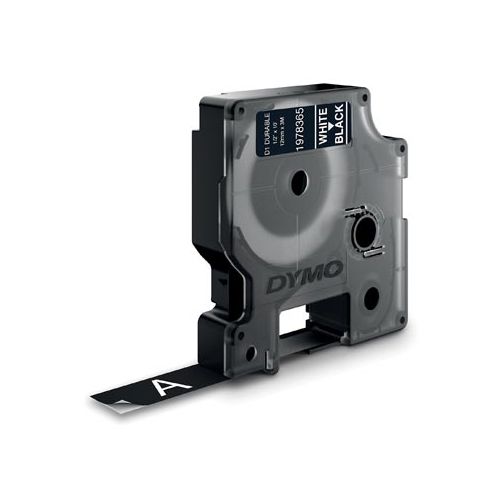 Dymo Dymo duurzame D1 tape 12 mm x 3 m, wit op zwart