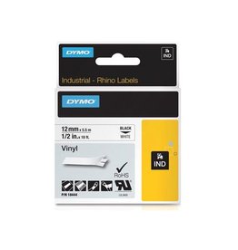 Dymo Rhino Tape 12Mm Vinyl Zwart/Wit [1st]