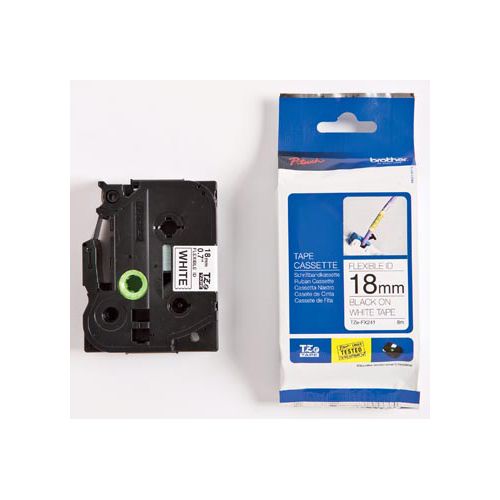 Brother Brother TZe flexibele gelamineerde tape voor P-Touch 18 mm, zwart op wit