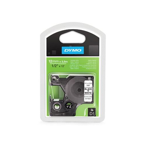 Dymo Dymo D1 flexibele nylontape 12 mm, zwart op wit