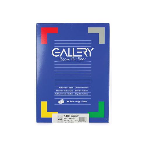 Gallery Gallery witte etiketten ft 48,3 x 16,9 mm (b x h), ronde hoeken, doos van 6.400 etiketten