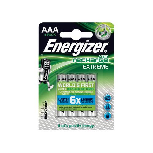 Energizer Energizer herlaadbare batterijen Extreme AAA, blister van 4 stuks