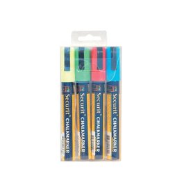 Securit Securit krijtmarker medium, blister met 4 stuks in geassorteerde kleuren