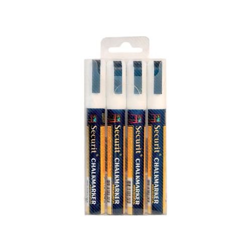 Securit Securit krijtmarker medium wit, blister met 4 stuks