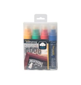 Securit Securit Waterproof krijtmarker large, etui 4st in assorti