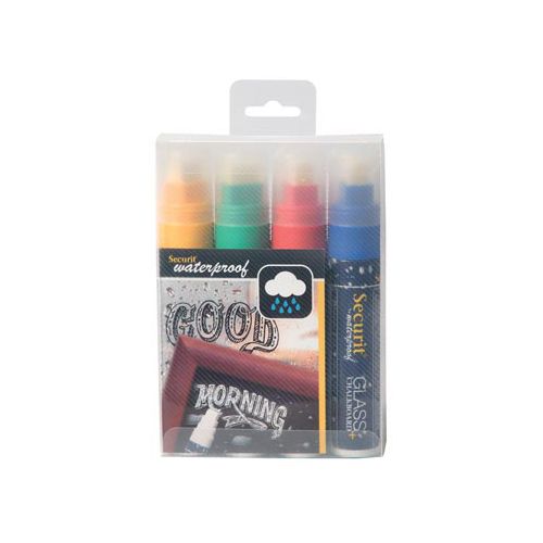 Securit Securit Waterproof krijtmarker large, etui 4st in assorti