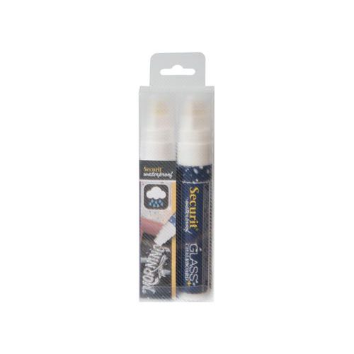 Securit Securit Waterproof krijtmarker large wit, blister met 2 stuks