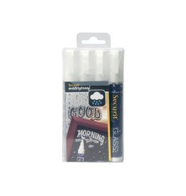 Securit Securit Waterproof krijtmarker medium wit, blister met 4 stuks