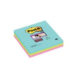 Post-It Super Sticky Post-it Super Sticky notes XL Cosmic, 70 vel, ft 101 x 101 mm, gelijnd, geassorteerde kleuren, pak van 3