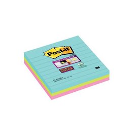 Post-It Super Sticky Post-it Super Sticky notes XL Cosmic, 70 vel, ft 101 x 101 mm, gelijnd, geassorteerde kleuren, pak van 3