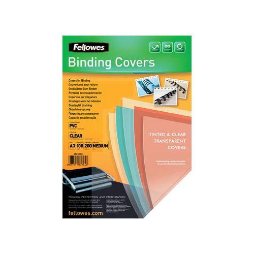 Fellowes omslagen, ft A3, PVC, 200 micron, pak van 100 stuks, transparant