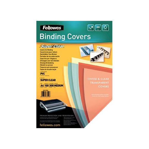Fellowes Fellowes omslagen, ft A4, PVC, 300 micron, pak van 100 stuks, transparant