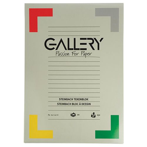 Gallery Gallery Steinbach tekenpapier, 250 g, ft 29,7 x 42 cm, A3, gekorreld, blok van 20 vel