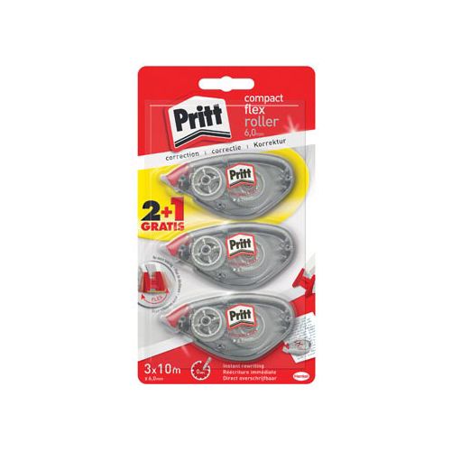Pritt Pritt correctieroller Compact Flex 6 mm x 10 m, blister 2 + 1 gratis