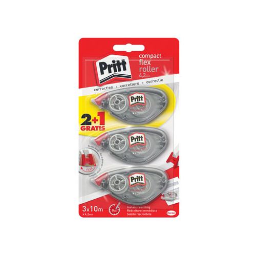 Pritt Pritt correctieroller Compact Flex 4,2 mm x 10 m, blister 2 + 1 gratis