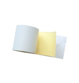 Merkloos Duplorol 2 lagen ft 76 mm, diameter +-65 mm, asgat 12 mm, lengte 25 meter, kleur wit-geel