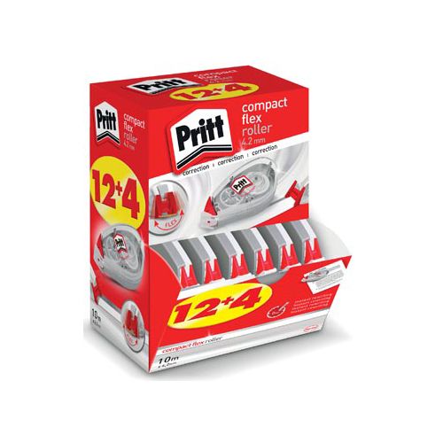 Pritt Pritt correctieroller Compact Flex 4,2 mm x 10 m, doos 12 + 4 gratis