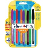 Paper Mate Paper Mate balpen InkJoy 100 met dop, blister 8 + 2 gratis