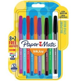 Paper Mate Paper Mate balpen InkJoy 100 met dop, blister 8 + 2 gratis