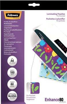 Fellowes Fellowes lamineerhoes Enhance80 geperforeerd ft228 x 303 mm, 160 micron (2 x 80 micron), pak van 100 stuk
