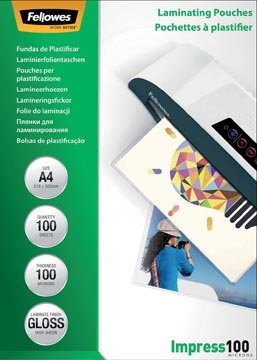 Fellowes Fellowes lamineerhoes Impress100 ft A4, 200 micron (2 x 100 micron), pak van 100 stuks