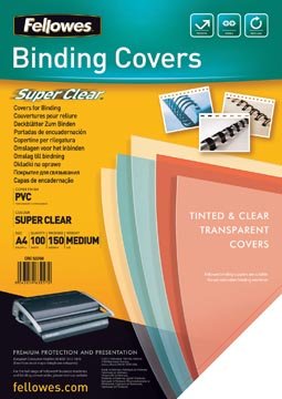 Fellowes omslagen, ft A4, PVC, 150 micron, pak van 100 stuks, transparant