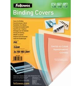 Fellowes omslagen, ft A4, PVC, 180 micron, pak van 100 stuks, transparant