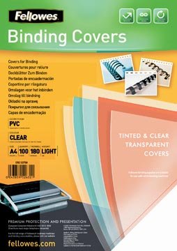 Fellowes omslagen, ft A4, PVC, 180 micron, pak van 100 stuks, transparant