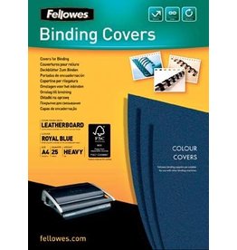Fellowes omslagen, ft A4, karton lederlook, 250 micron, pak van 25 stuks, blauw