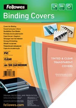 Fellowes omslagen, ft A4, PVC, 240micron, pak van 100 stuks, transparant