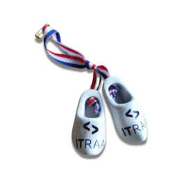 Broche two woodenshoes white with logo