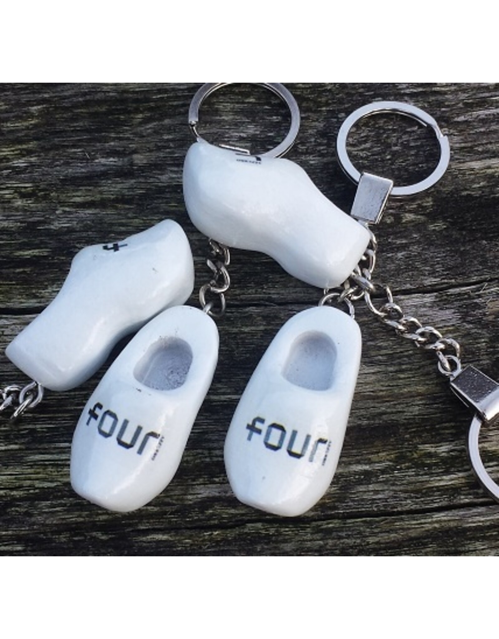 Clog key rings with image or text (clog color: yellow, white or clear)