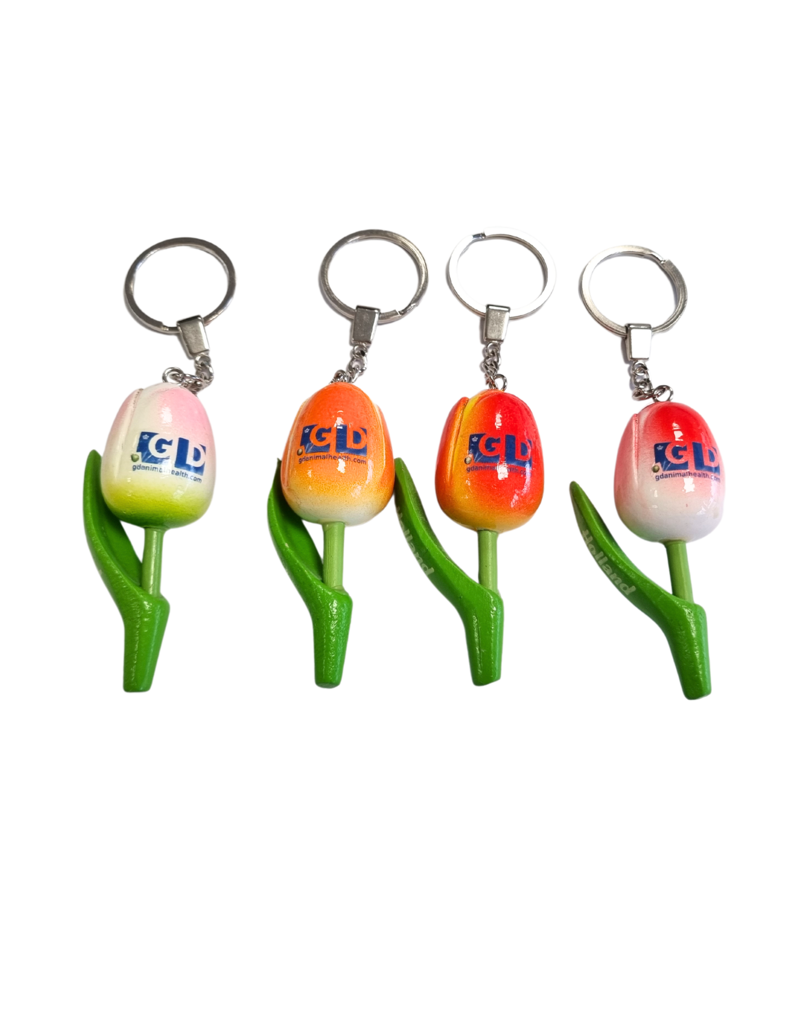 Tulip keychain with your text or logo - colors in mix