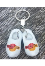 woodenshoe pair keyhanger WHITE with logo or text