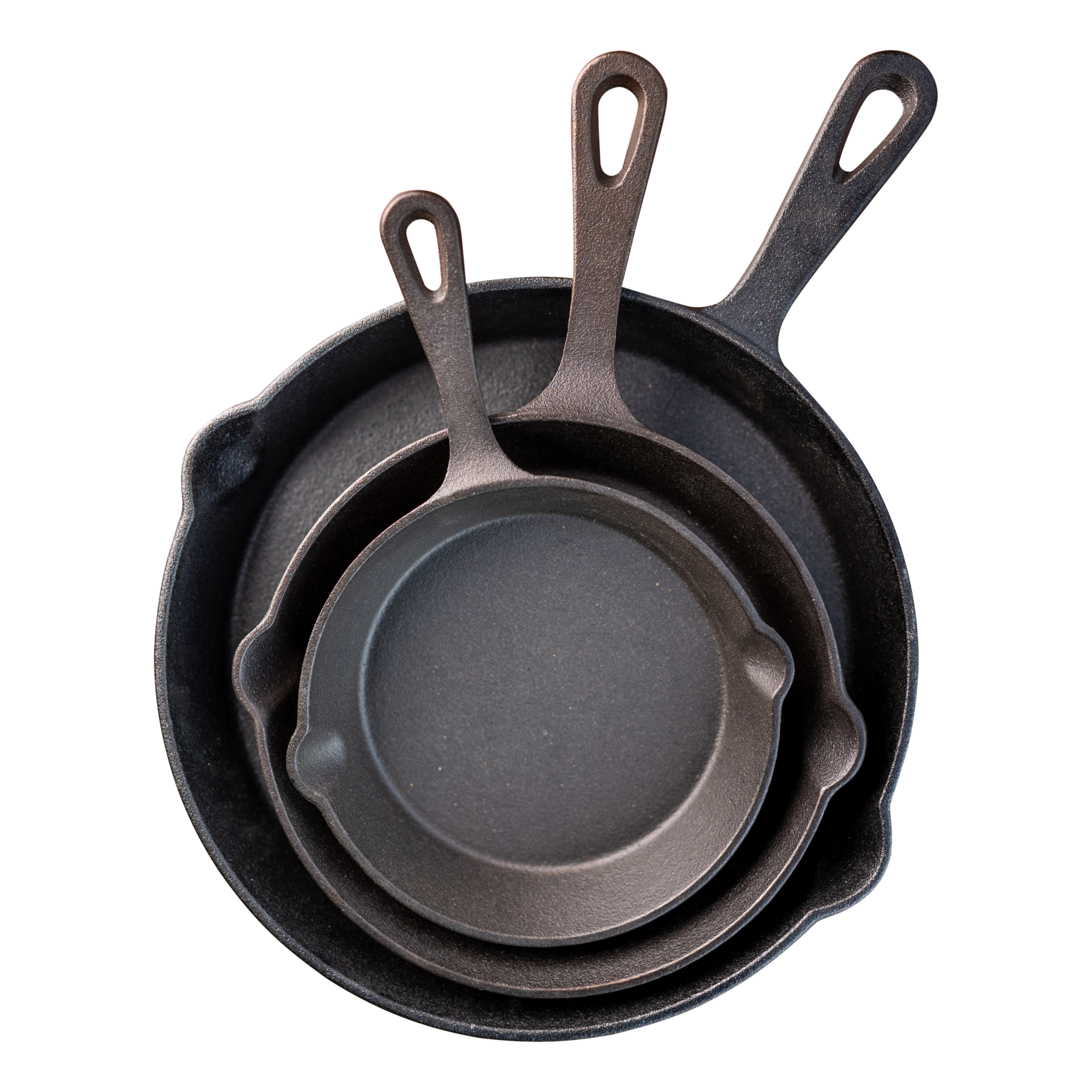 Respectievelijk Mis toonhoogte Set gietijzeren skillet koekenpannen - 16, 19,5 en 24,5cm | KamadoBBQ